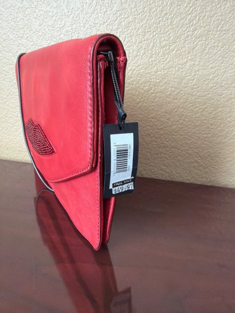 Banana Republic L’Wren Scott Red Beaded Lips Shoulder Bag Clutch Purse NEW - Picture 4 of 11